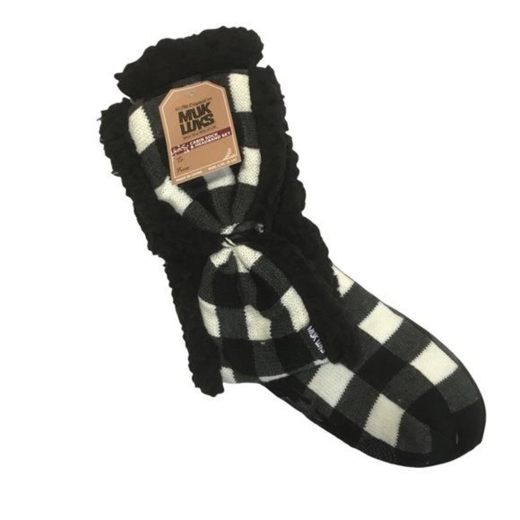 Muk Luks Checkered Comfy Cabin Sock & Headband Set - Picture 1 of 4